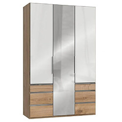 Inside 75 Armoire rangement LISEA 3 portes 6 tiroirs verre blanc 150 x 236 cm HT