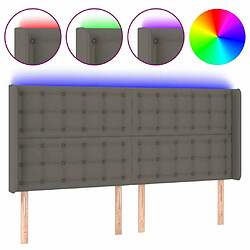 Maison Chic Tête de lit scandinave à LED,meuble de chambre Gris 163x16x118/128 cm Similicuir -MN47851