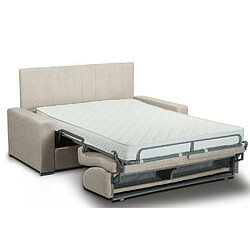 Inside 75 Canapé 2- CanapExpress lattes 120cm matelas mémory 22cm tête de lit intégrée cuir vachette beige