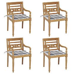 vidaXL Chaises Batavia avec coussins lot de 4 Bois de teck solide