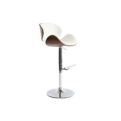 Miliboo Tabouret de bar design blanc et bois foncé WALNUT