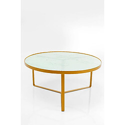 Karedesign Table d'Appoint Imitation Marbre en Verre Trempé D.55 et Piétement en Acier Doré ORIANE