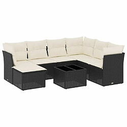 Maison Chic Ensemble Tables et chaises d'extérieur 8 pcs avec coussins,Salon de jardin noir résine tressée -GKD763951