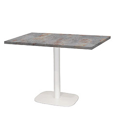 Restootab Table 120x70cm - modèle Round pied blanc gris rouille