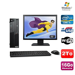 PC Lenovo M90P 5864 Core i5-650 3.2GHz 16Go 2000Go Graveur WIFI W7 + Ecran 22"""" · Occasion 