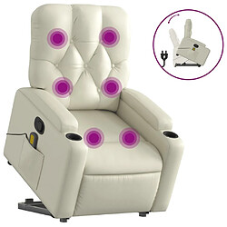 Maison Chic Fauteuil Relax pour salon, Fauteuil inclinable de massage Crème Similicuir -GKD25510