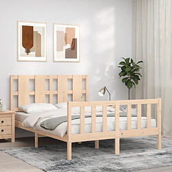 Maison Chic Cadre/structure de lit avec tête de lit pour adulte - Lit Moderne Chambre 120x200 cm bois massif -MN45033