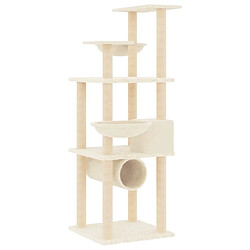 Arbre à chat avec griffoirs,niche pour chat en sisal crème 141 cm -MN35413 pas cher