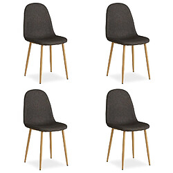 Decoshop26 Lot de 4 chaises de salle à manger cuisine confortable et moderne en tissu anthracite pieds métal aspect bois CDS06203 