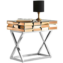 Meubler Design Table De Chevet En Verre Miroir 3d - Or