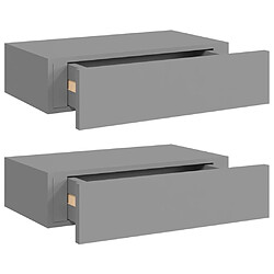 vidaXL Étagères à tiroirs murales 2 pcs gris 40x23,5x10 cm MDF