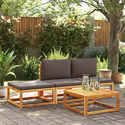 vidaXL Salon de jardin avec coussins 4 pcs bois d'acacia massif