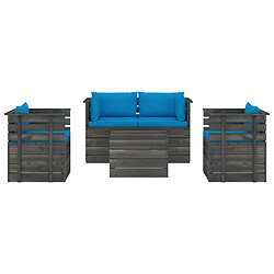 Avis Maison Chic Salon palette de jardin 5 pcs avec coussins,Table et Chaises d'extérieur,Mobilier de jardin Bois de pin massif -MN48269