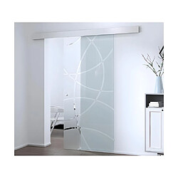 Vente-Unique Porte coulissante avec système en applique H205 x L93 cm - Verre trempé dépoli - HEIDI