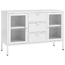 Maison Chic Buffet,Meuble de Rangement,commode pour salon,Cuisine Blanc 105x35x70 cm Acier et verre trempé -MN70024