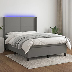 vidaXL Sommier à lattes de lit et matelas et LED Gris foncé 140x190 cm 