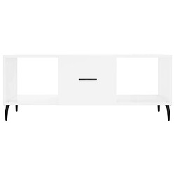 Maison Chic Table basse,Table Console Table d'appoint, Table pour salon Blanc brillant 102x50x40 cm Bois d'ingénierie -MN45399 pas cher