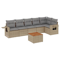 vidaXL Salon de jardin avec coussins 7 pcs beige résine tressée