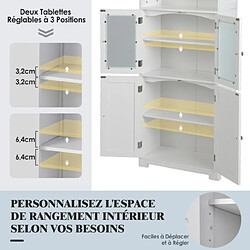 Avis Helloshop26 Meuble de salle de bain à 4 portes 2 compartiments ouverts colonne salle de bain armoire haute avec étagères réglables 60 x 30 x 163 cm blanc 20_0005880