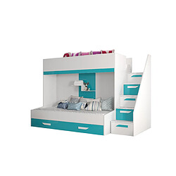 Abiks Meble PARTY 16 Lit superposé 247/165/120 (blanc/turquoise)