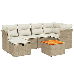 vidaXL Salon de jardin avec coussins 7 pcs beige résine tressée