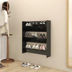 vidaXL Armoire à chaussures murale noir brillant bois d'ingénierie 