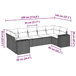 Acheter vidaXL Salon de jardin avec coussins 7 pcs gris résine tressée