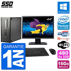 PC Tour HP EliteDesk 800 G1 Ecran 22" G3220 RAM 16Go SSD 480Go Windows 10 Wifi · Occasion 