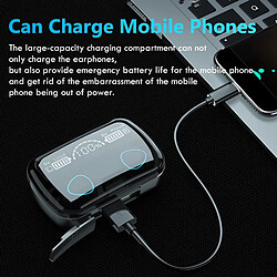 GUPBOO Écouteurs TWS avec boîtier de charge 2 paires d'écouteurs sans fil Bluetooth 5.1 avec micro 9D sport étanche IPX7 pas cher