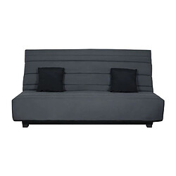 DUNLOPILLO Banquette Clic clac - Tissu Gris + 2 coussins Noir - L 194 x P 98 x H 102 cm - Made in France - ALEX 