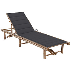 vidaXL Chaise longue de jardin avec coussin Bambou