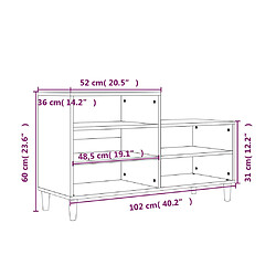 vidaXL Armoire à chaussures Chêne fumé 102x36x60 cm Bois d'ingénierie pas cher