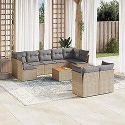 Maison Chic Salon de jardin avec coussins 10 pcs | Ensemble de Table et chaises | Mobilier d'Extérieur beige résine tressée -GKD71473