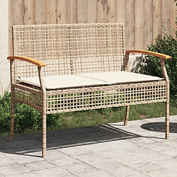 Maison Chic Banc de jardin | Chaise de jardin avec coussin beige résine tressée et acacia -GKD17522