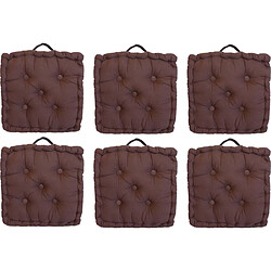 Jardindeco Coussin de sol en coton 40 cm (Lot de 6) chocolat.