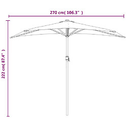 vidaXL Parasol de balcon avec mât en aluminium Sable 270x144 cm Demi pas cher