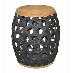 Decoshop26 Tabouret design / table d'appoint en bambou noir et bois TABO05015 