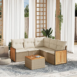 vidaXL Salon de jardin avec coussins 6 pcs beige résine tressée 