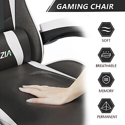 Avis Chaise de jeu - chaise de jeu Rattantree- Fauteuil de jeu - Chaises gamer avec coussin lombaire et appui-tête - Réglable en hauteur - Fauteuil PU Racing - Blanc