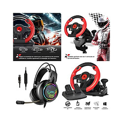 CASQUE + Volant et pédales de jeu Vidéo Race Pro Wheel 1 compatible WINDOWS 11/ PC SPIRIT OF GAMER PROGRAMMABLE 6 boutons+Casque PC