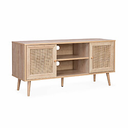 Meuble TV en cannage 120x39x56.5cm - Naturel | sweeek