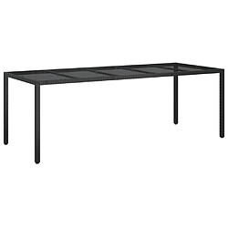 vidaXL Table de jardin Noir 250x100x75 cm Verre trempé et poly rotin 