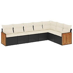 Maison Chic Ensemble Tables et chaises d'extérieur 7pcs avec coussins,Salon de jardin noir résine tressée -GKD302583