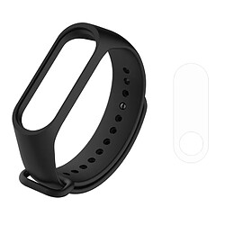 Wewoo 2 en 1 Bracelet Montre Silicone Caoutchouc Poignet Remplacement avec TPU Film D'écran pour Xiaomi Mi Band 3 Noir