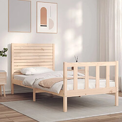 Maison Chic Lit simple - Cadre de lit avec tête de lit Contemporain pour adulte bois massif -MN89342