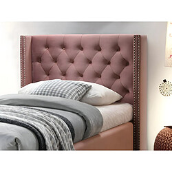 Vente-Unique Lit avec tête de lit capitonnée - 90 x 200 cm - Velours rose + matelas - MASSIMO II