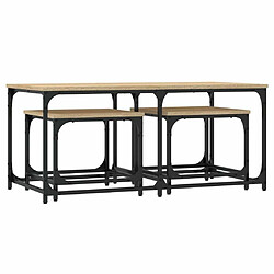 Maison Chic Ensemble de 3 Tables basses gigognes,Table Console pour salon chêne sonoma bois d'ingénierie -MN37730