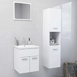 vidaXL Ensemble de meubles de salle de bain Blanc Aggloméré