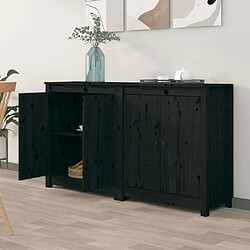 Maison Chic Ensemble de 2 Buffets,commode,console pour rangement Noir 70x35x80 cm Bois massif de pin -MN30860