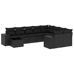 Maison Chic Salon de jardin 10 pcs avec coussins | Ensemble de Table et chaises | Mobilier d'Extérieur noir résine tressée -GKD57267